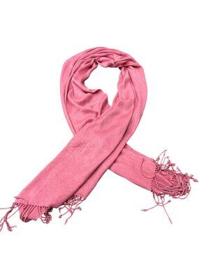 Jones New York Pink 100% Viscose Scarf Fringe Edges Minimalist Neutral Aesthetic
